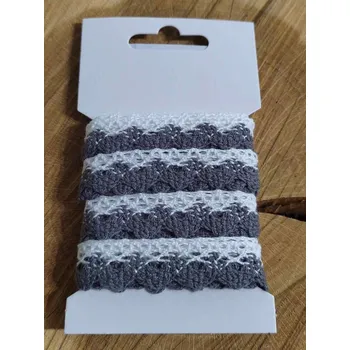 Krajka Bavlněná krajka paličkovaná šíře 15 mm barva šedo bílá