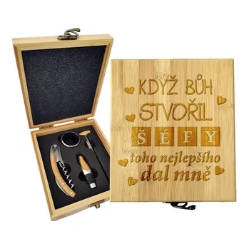 Otvírák Dárková sada na víno Když Bůh stvořil šéfy: 147×168×49 mm