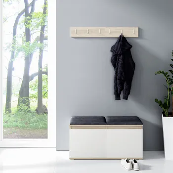 Předsíňová stěna Eka Předsíňová stěna s čalouněnými panely Trinity 5 - Bílá sonoma / Černá 2316