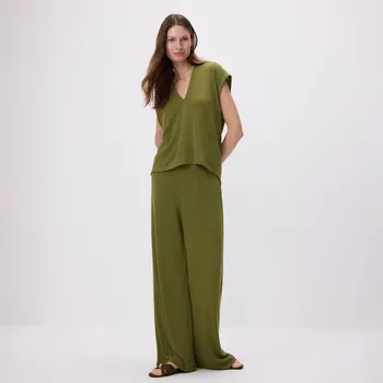 Dámské kalhoty Reserved - Kalhoty ze strukturované látky - světle olivová - ZQ645-81X - ZQ645-81X-S