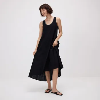 Dámské šaty Reserved - Bavlněné midi šaty - černý - 542FB-99X - 542FB-99X-M