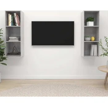 Obývací stěna vidaXL Nástěnné TV skříňky 2 ks dřevotříska [3079859] Barva: Betonová šedá
