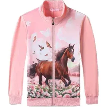 Dívčí mikina DÍVČÍ MIKINY S KONĚM SM3592 VELIKOSTI 116-146 Velikost: 122, Barva: Sv.růžová