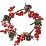 Vánoční dekorace věnec s šiškami a bobulemi 20cm