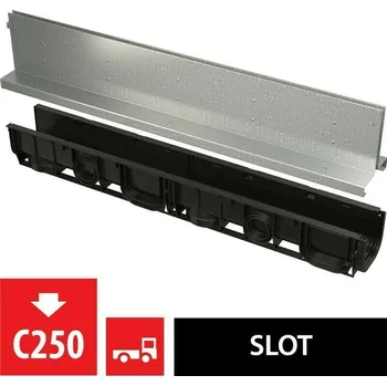 Odvodňovací žlab Žlab venkovní štěrbinový Alca AVZ101-R124 se symetrickým nástavcem 160 mm, pozink