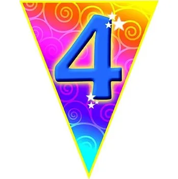 Vlajková narozeninová girlanda s číslem 4 délka 5m