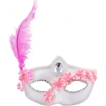 Karnevalová maska Škraboška maska bílá růžová