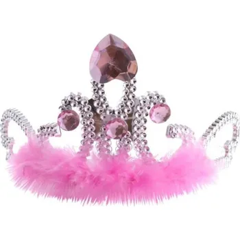 Karnevalový doplněk Korunka růžová s chmýřím