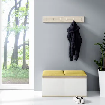 Předsíňová stěna Eka Předsíňová stěna s čalouněnými panely Trinity 5 - Bílá sonoma / Žlutá 2318