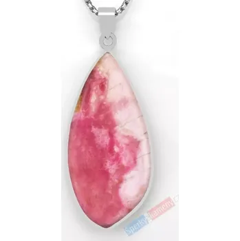 Přívěsek Velký stříbrný přívěsek (Ag 925/1000) s rodonitem QAA, kapka cca 55 x 27 mm, nádherné probarvení, "růžová zahrada" (RO9081P)