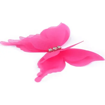 Motýl s broušenými kamínky Pink (Motýl s broušenými kamínky k našití a nalepení, třívrstvý 3D)