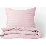 Damaškové povlečení - Starorůžové proužky se saténovým leskem 140 x 220 a 70 x 90 cm