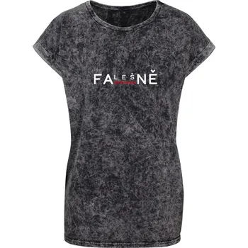Dámské tričko Dámské tričko acid wash Falešně skromná Velikost: 5XL, Barva trička: Tmavě šedá