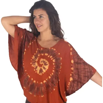 Dámské pončo Batikované letní pončo Spiral Orange, Sittar.cz UNI