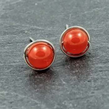 Náušnice Oranžové náušnice s karneolem – pecky