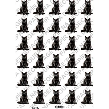 Umělecký papír Rýžový a soft papír na decoupage - Kočka černá - KB03552 Materiál: Soft, Rozměr: A4