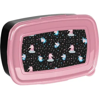 Svačinový box Svačinový box krabička na oběd Jednorožec černá