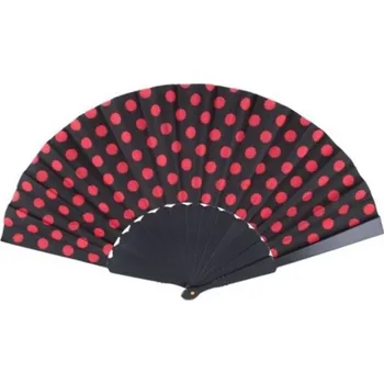 Karnevalový doplněk Vějíř černý s červenými puntíky