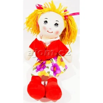 Panenka Textilní panenka s vestičkou - červená