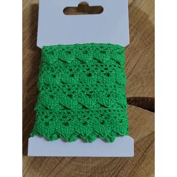 Krajka Bavlněná krajka paličkovaná šíře 15 mm barva zelená