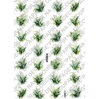 Umělecký papír Rýžový a soft papír na decoupage - Konvalinky - KB03551 Materiál: Rýžový papír, Rozměr: A4