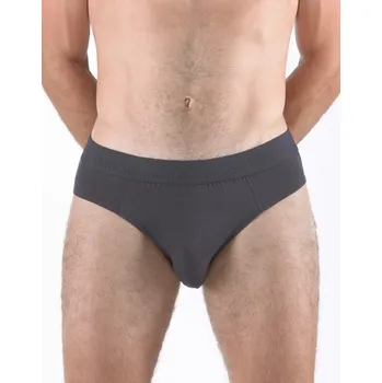 Slipy GINA pánské slipy se širším bokem, širší bok, šité, jednobarevné Eco Bamboo 71128P - tm. šedá - 58/60