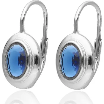 Náušnice Argento 65855 Stříbrné náušnice - modrý oválný zirkon