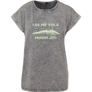 Dámské tričko Dámské tričko acid wash Les mě volá Velikost: 5XL, Barva trička: Světle šedá