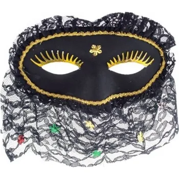 Karnevalová maska Škraboška maska se závojem - černá