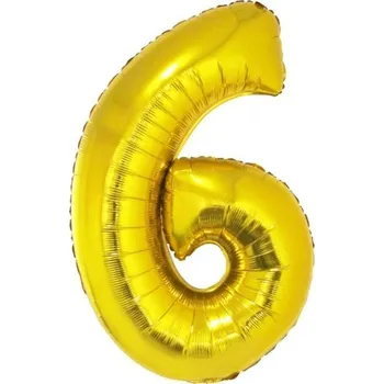 Balónek Foliový balónek číslo 6 zlatý 100 cm