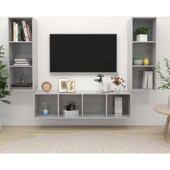 Obývací stěna vidaXL 3dílný set TV skříněk dřevotříska [3079749] Barva: Betonová šedá