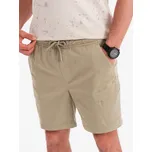 Ombre Clothing Pánské plátěné kraťasy Raylan světlá olivová M V3 OM-SRCG-0194