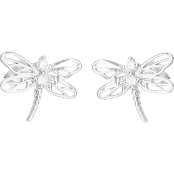Náušnice Argento 67387 Stříbrné náušnice - vážka, čiré kulaté zirkony