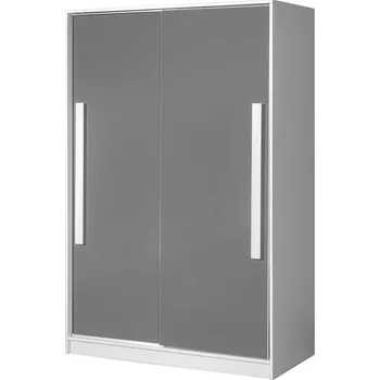 Dětská skříň Max-i Šatní skříň GALIO 12 do dětského pokoje - bílá / šedá lesk