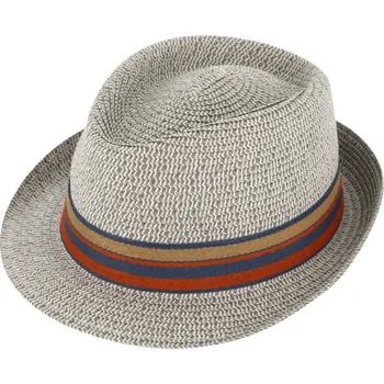 Klobouk Fiebig - Headwear since 1903 Letní šedý klobouk Trilby od Fiebig s barevnou stuhou - Trilby Emil Velikost: 55 cm (S)