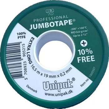 těsnicí páska Těsnící teflonová páska JUMBOTAPE 19 x 0,2 mm, návin 16,5 m, Unipak 1000507