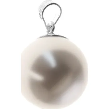 Přívěsek Argento 85602 Stříbrný přívěsek - kulka, bílá syntetická perla ve tvaru kuličky