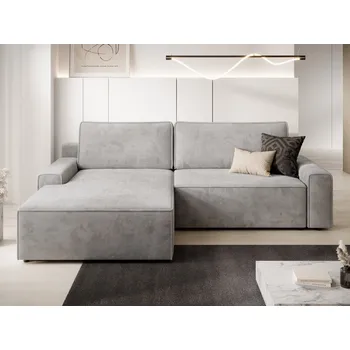 Sedací souprava Rohová rozkládací sedací souprava CHALLENGE, světle šedá, látka Manchester 2303 Levý roh