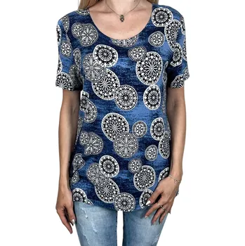 Dámská halenka LGM Dámská halenka s krátkým rukávem PETRA Barva: Modrá, Velikost: XL