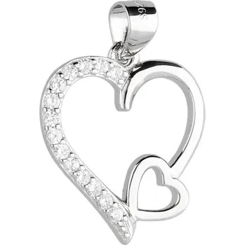 Přívěsek Argento 85852 Stříbrný přívěsek - srdíčko, čiré kulaté zirkony