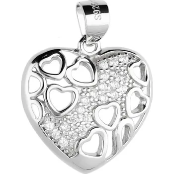 Přívěsek Argento 85627 Stříbrný přívěsek - srdíčko, čiré kulaté zirkony