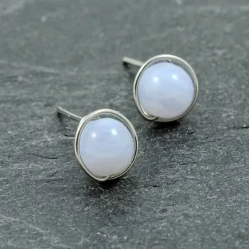 Náušnice Náušnice modrý chalcedon – pecky