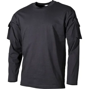 Pánské tričko MFH triko taktické s VELCRO panelem a kapsou na rukávu ČERNÁ