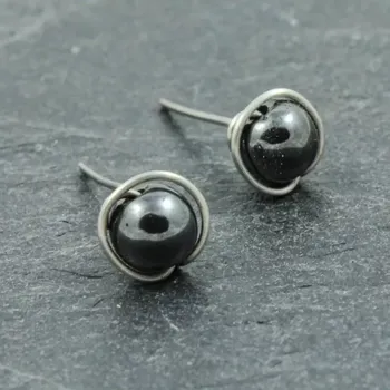 Náušnice Peckové náušnice s hematitem