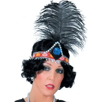 Karnevalový doplněk Čelenka s pérem černá