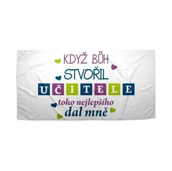 Sprchový závěs Ručník Když Bůh stvořil učitele: 70x140 cm