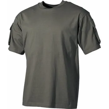 Pánské tričko MFH triko taktické rukáv VELCRO panel s kapsou ZELENÁ vel.3XL