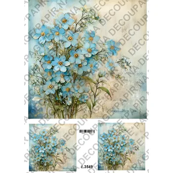 Umělecký papír Rýžový a soft papír na decoupage - Pomněnky- KB03549 Materiál: Soft, Rozměr: A4