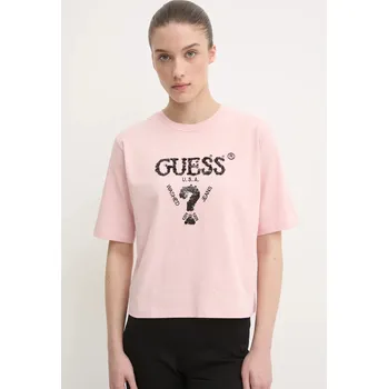 Pánské tričko Bavlněné tričko Guess AURLIE V4YI06.I3Z14 růžová 03X, vel. S