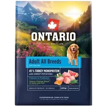 Krmivo pro psa Ontario Adult All Breeds Monoprotein Turkey & Sweet Potatoes 2,25 kg